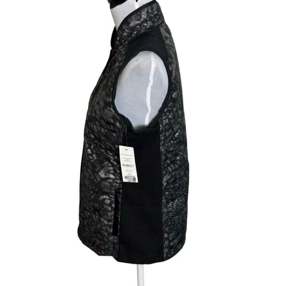 Hannah Womens Fashion Vest Size S Sleeveless Black Gray Cheetah Print Zip Up - Picture 3 of 13